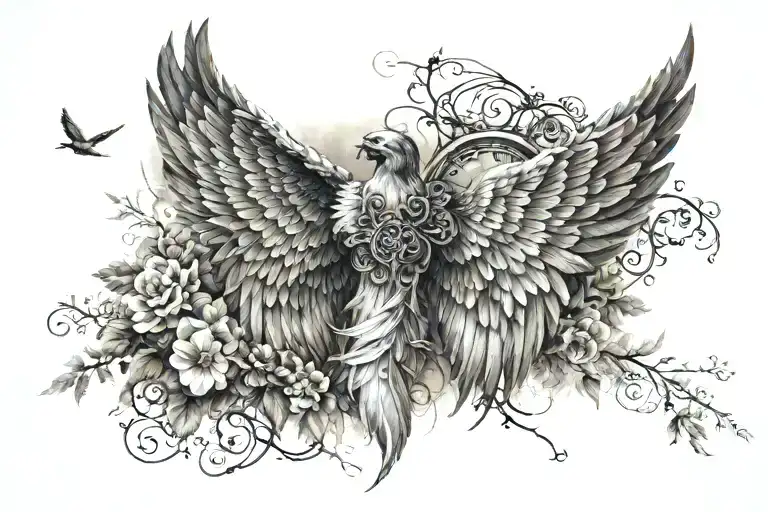 heaven wings pathway tattoo design idea