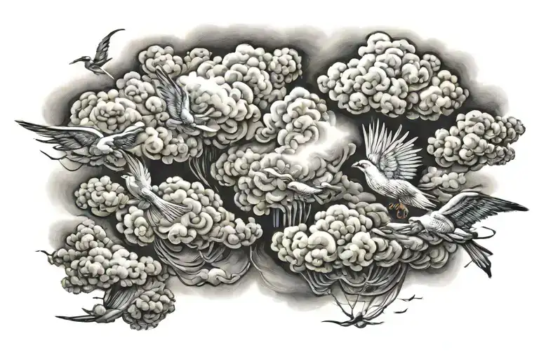 heaven birds eye cloud storm tattoo design idea