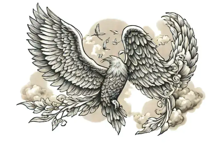 heaven wings pathway sky tattoo design idea