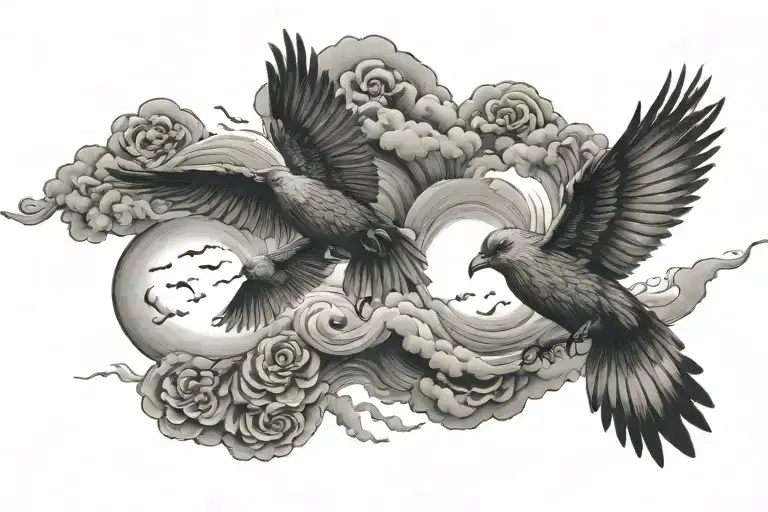 heaven birds eye cloud storm tattoo design idea