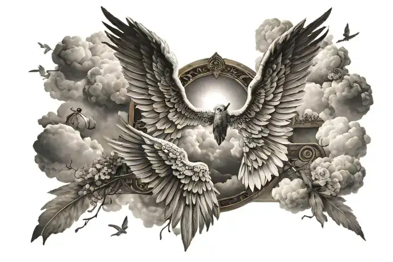 heaven wings pathway sky tattoo design idea