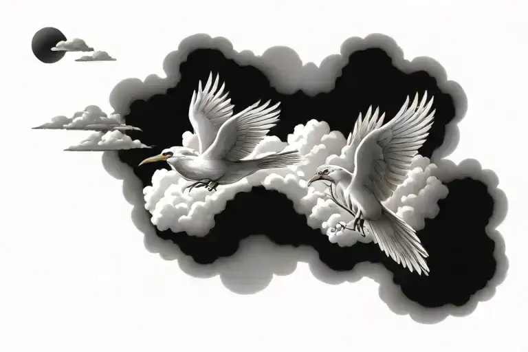 heaven birds eye cloud storm tattoo design idea