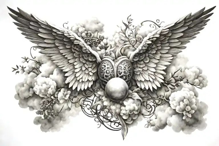 heaven wings pathway sky tattoo design idea