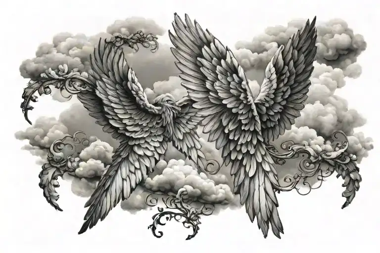 heaven wings pathway sky tattoo design idea