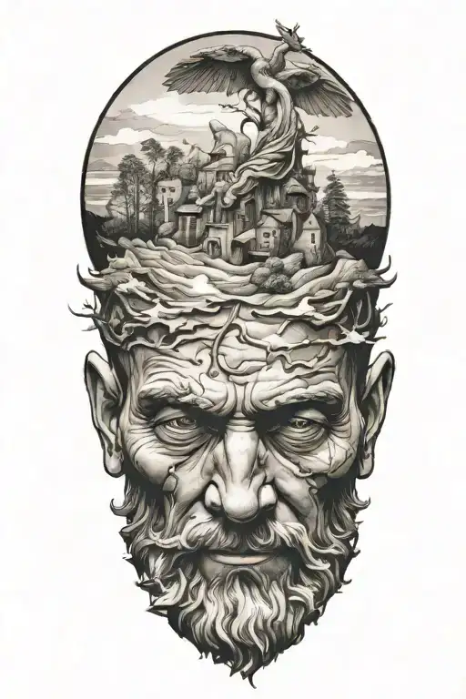 ascending man tattoo design idea
