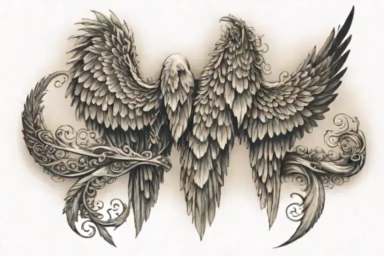 heaven wings pathway tattoo design idea