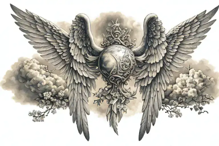 heaven wings pathway sky tattoo design idea
