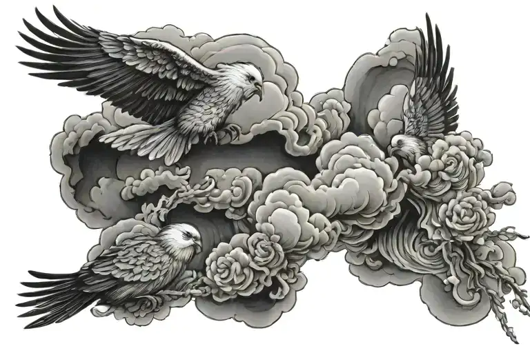 heaven birds eye cloud storm tattoo design idea