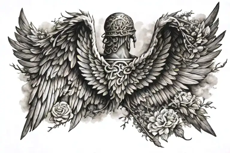heaven wings pathway tattoo design idea