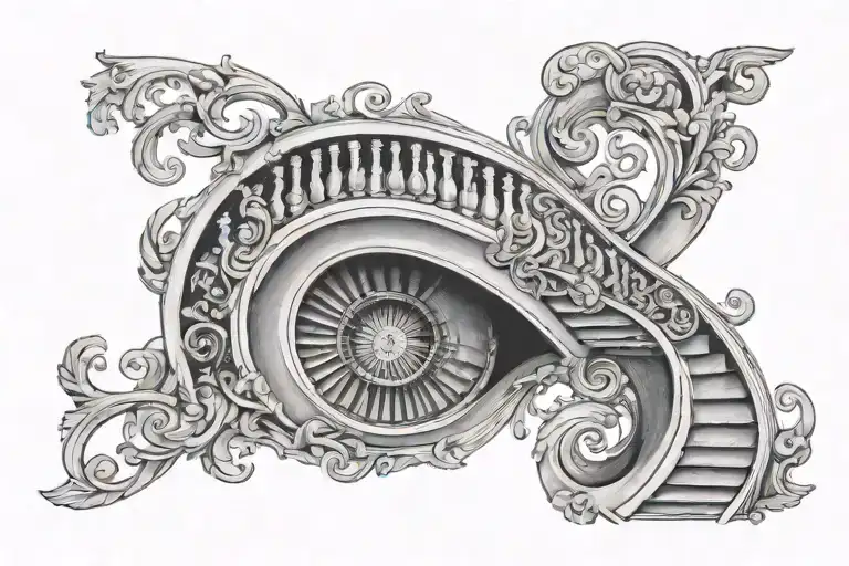 staircase circling around arm tattoo design idea