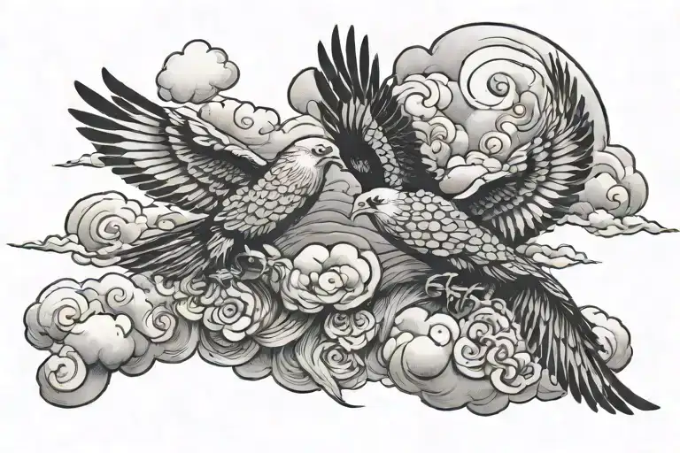 heaven birds eye cloud storm tattoo design idea