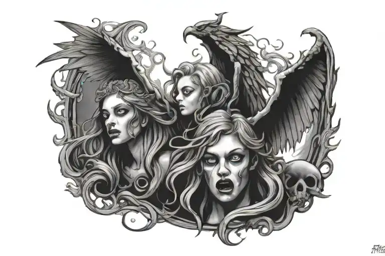 euphoria heaven vs hell tattoo design idea
