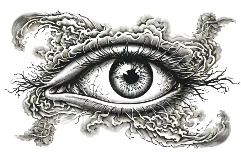 heaven eye cloud storm tattoo design idea