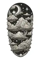 clouds and stars tattoo design idea