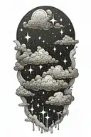 clouds and stars tattoo design idea