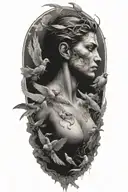 odyssey through the realm of consciousness clouds angel heaven birds eyes tattoo design idea