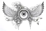 odyssey through the realm of consciousness clouds angel heaven birds eyes tattoo design idea