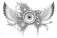 odyssey through the realm of consciousness clouds angel heaven birds eyes tattoo design idea
