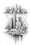 detroit city skyline in the background tattoo design idea