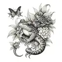 Frogs, Lizards, Snakes, Flowers tattoo design idea