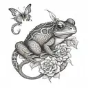 Frogs, Lizards, Snakes, Flowers tattoo design idea