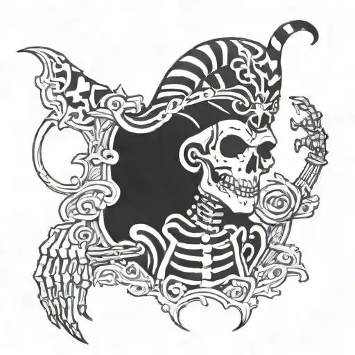 Skeleton jester tattoo design idea
