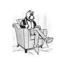 Scrooge McDuck sitting in a leather chair in a black suit.  Against the background of the casino and the roulette table tattoo design idea