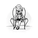 Scrooge McDuck sitting in a leather chair in a black suit.  Against the background of the casino and the roulette table tattoo design idea