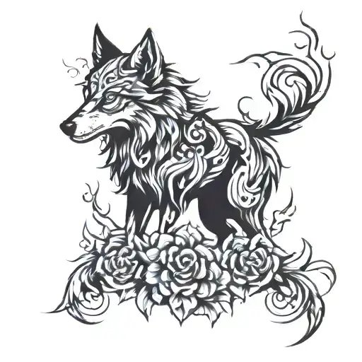 gypsy wolf lightning tattoo design idea