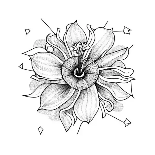 bouquet of a daisy, hibiscus, dandelion and calla lily tattoo design idea