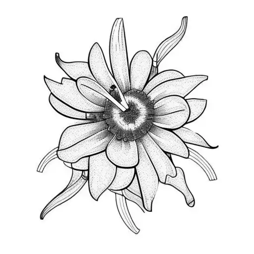 four flowers daisy, hibiscus, dandelion and calla lily tattoo design idea