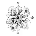 bouquet of a daisy, hibiscus, dandelion and calla lily tattoo design idea