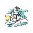 Island waves coconut tree tattoo design idea