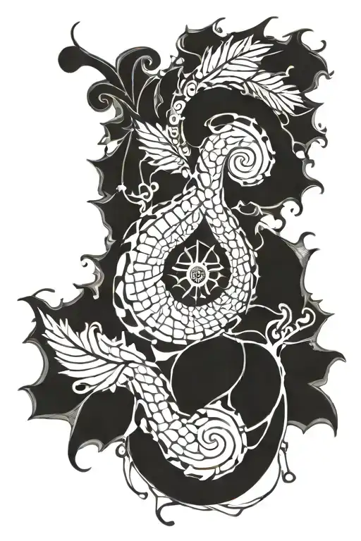Fibonacci bio mechanical tattoo design idea