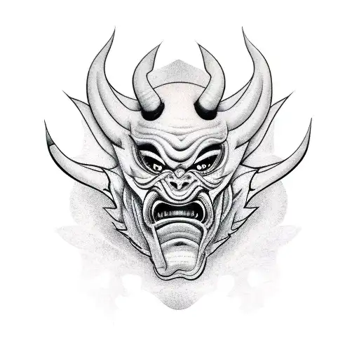 Oni Mask Broken tattoo design idea