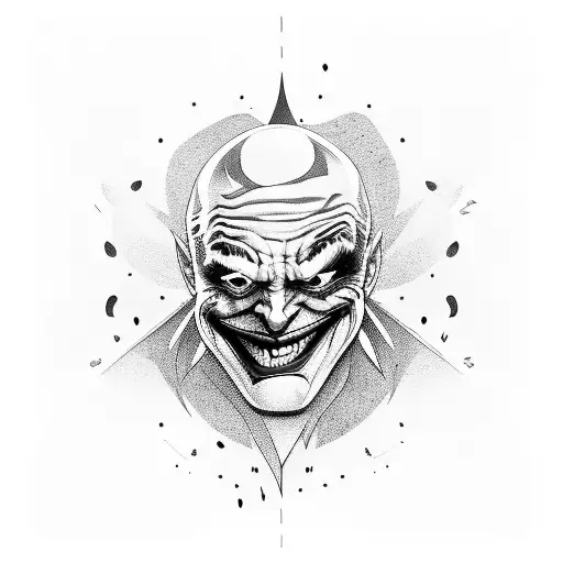 joker laugh with black lines tattoo design idea
