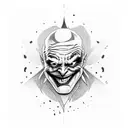 joker laugh with black lines tattoo design idea