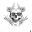 half skull Bear  tattoo design idea