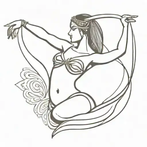 A minimalist silhouette of a belly dancer in a graceful pose tattoo design idea