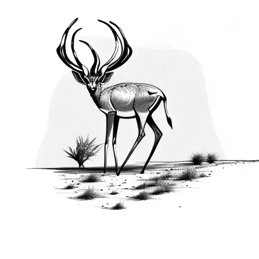 wildlife antelope standing in desert looking for someone tattoo design idea