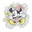 a mickey mouse silhouette filled with a hawaiian tattoo tattoo design idea