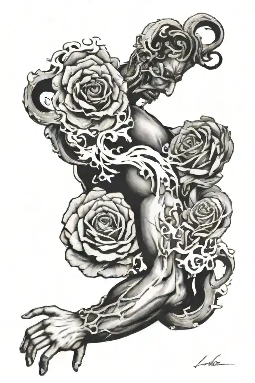 On my right arm, smoke running from my right elbow all the way up my arm and continuing along the top of my chest across tattoo design idea