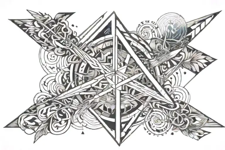 Sagittarius arrow forest ocean waves tattoo design idea