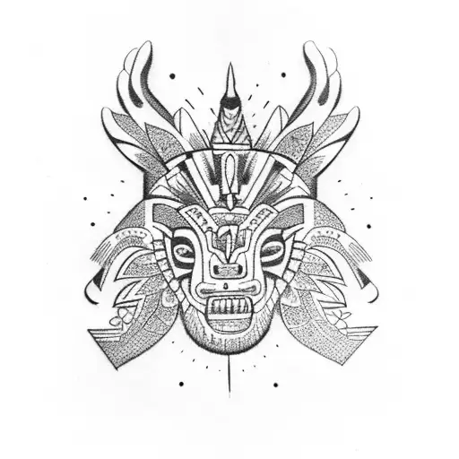 Totem pole-inspired design with Aztec animal symbols tattoo design idea