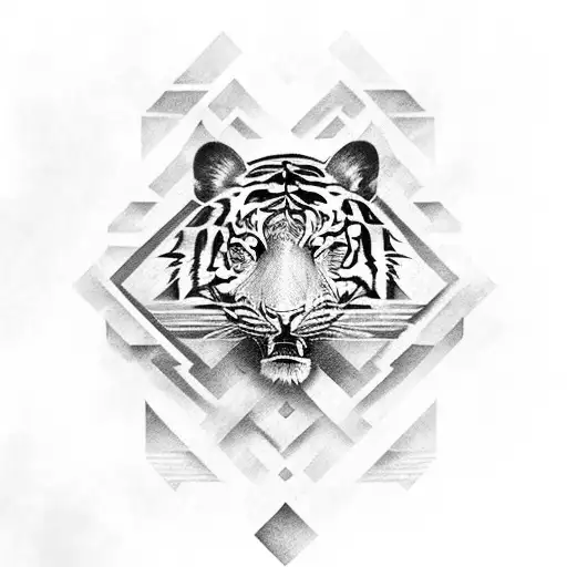 Aztec tiger totem tattoo design idea