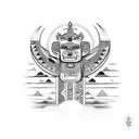 Totem pole-inspired design with Aztec animal symbols tattoo design idea