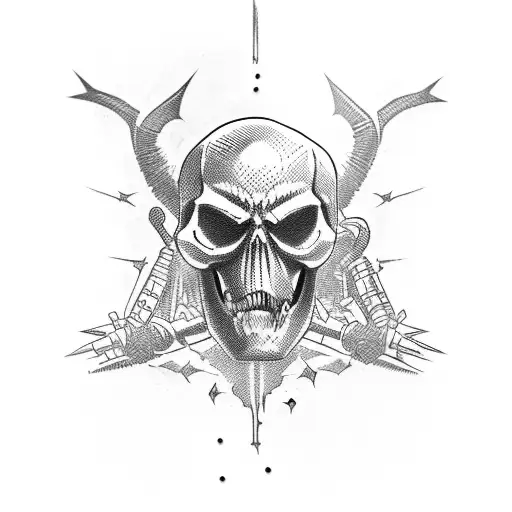 batmam skull,no mask,ark asylum chain link fence,gun tower tattoo design idea