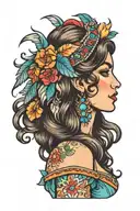 gypsy girl side profile tattoo design idea