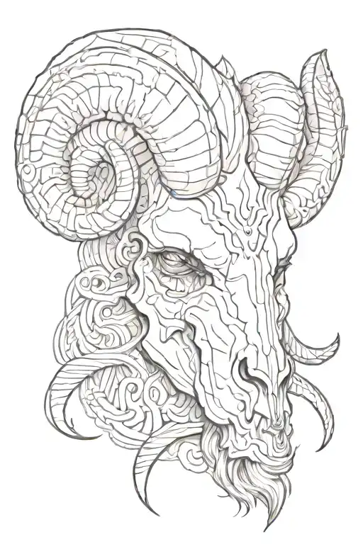 The head is the skull of a ram tattoo design idea