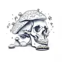  skull filled with mushrooms leaves nature tattoo design idea